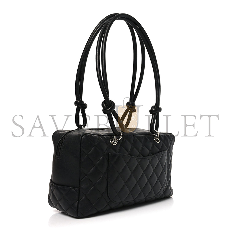 CHANEL MASTER CALFSKIN QUILTED LARGE CAMBON BOWLER BLACK WHITE (28*16*10cm)